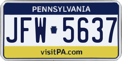 PA license plate JFW5637