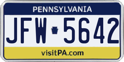 PA license plate JFW5642