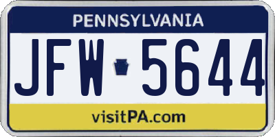 PA license plate JFW5644