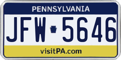 PA license plate JFW5646