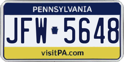 PA license plate JFW5648