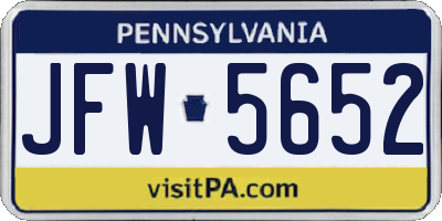 PA license plate JFW5652