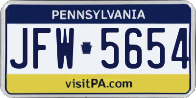 PA license plate JFW5654