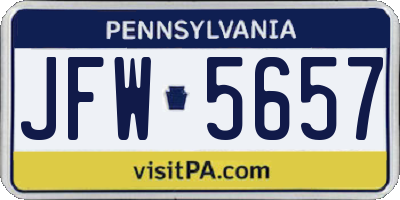 PA license plate JFW5657