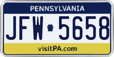 PA license plate JFW5658