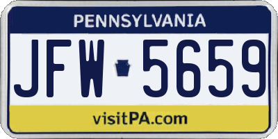 PA license plate JFW5659