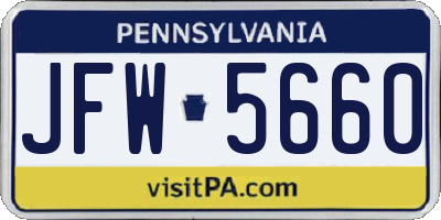 PA license plate JFW5660