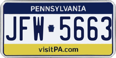 PA license plate JFW5663