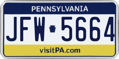 PA license plate JFW5664