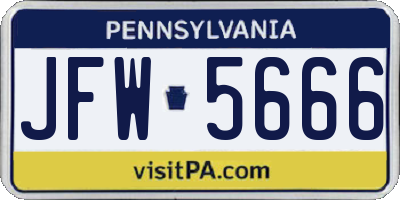 PA license plate JFW5666