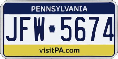 PA license plate JFW5674