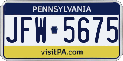 PA license plate JFW5675