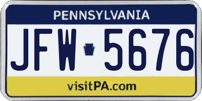 PA license plate JFW5676