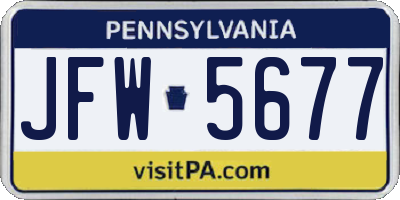 PA license plate JFW5677