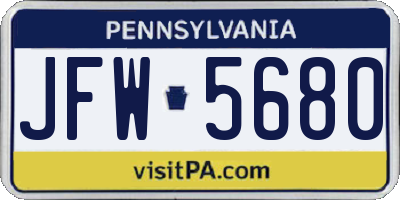 PA license plate JFW5680