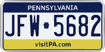PA license plate JFW5682