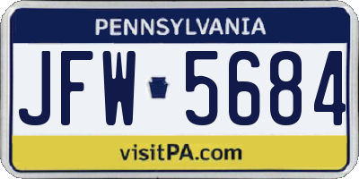 PA license plate JFW5684