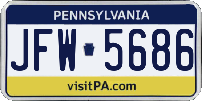 PA license plate JFW5686