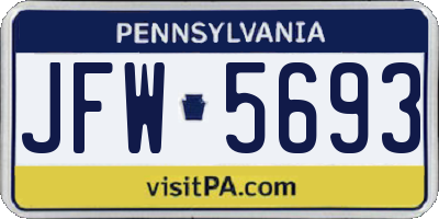 PA license plate JFW5693