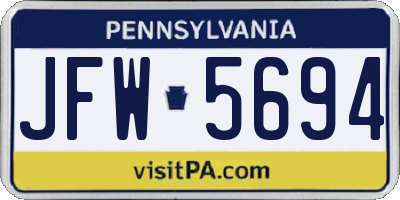 PA license plate JFW5694