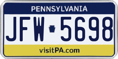 PA license plate JFW5698