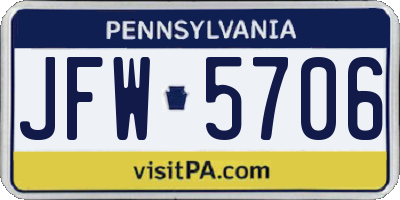 PA license plate JFW5706