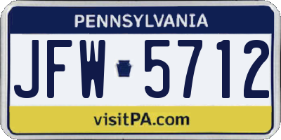 PA license plate JFW5712
