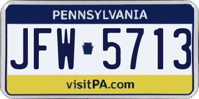 PA license plate JFW5713