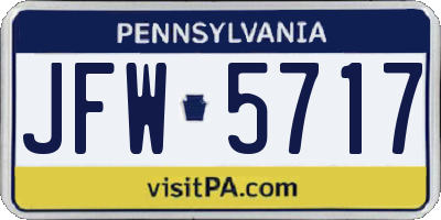 PA license plate JFW5717