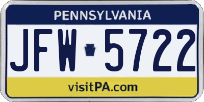 PA license plate JFW5722