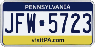 PA license plate JFW5723