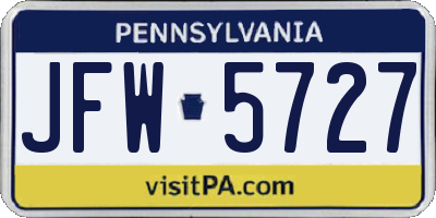 PA license plate JFW5727