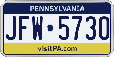 PA license plate JFW5730