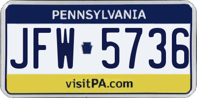 PA license plate JFW5736