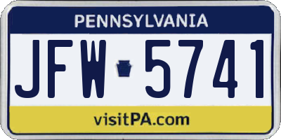 PA license plate JFW5741