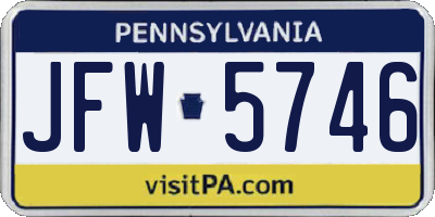 PA license plate JFW5746