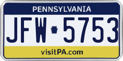 PA license plate JFW5753