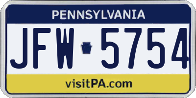PA license plate JFW5754