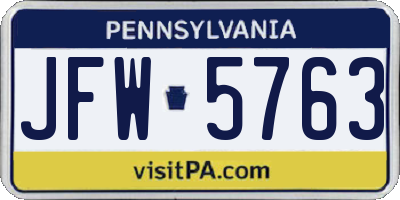 PA license plate JFW5763