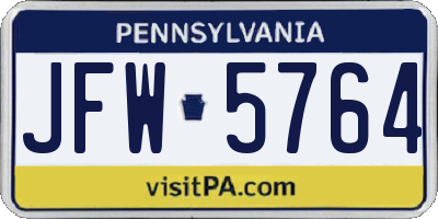 PA license plate JFW5764