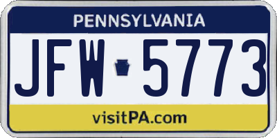 PA license plate JFW5773