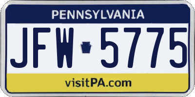 PA license plate JFW5775