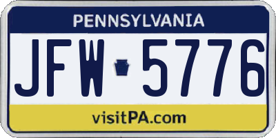 PA license plate JFW5776