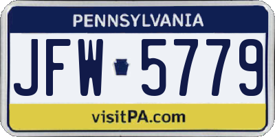 PA license plate JFW5779