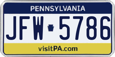 PA license plate JFW5786