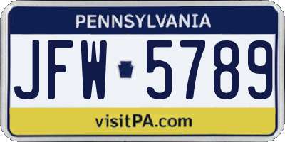 PA license plate JFW5789