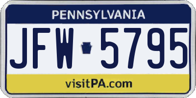 PA license plate JFW5795