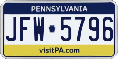 PA license plate JFW5796