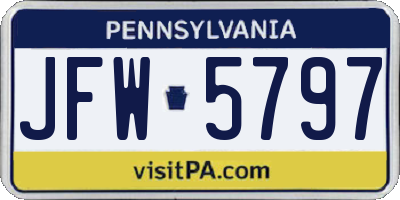 PA license plate JFW5797