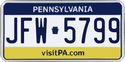 PA license plate JFW5799